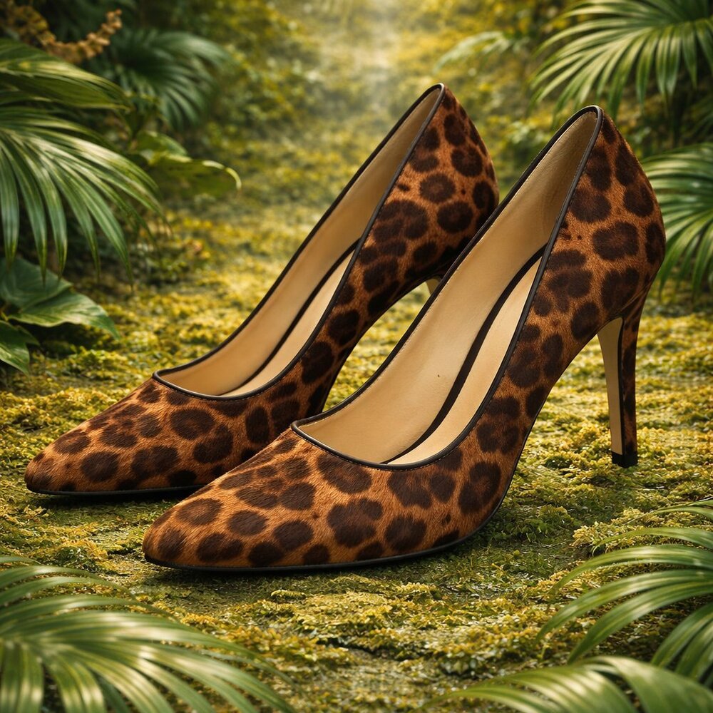 Nine West Leopard Print Pony Hair Pumps | Size 9 | Classic Pointed Toe - Picture 4 of 4